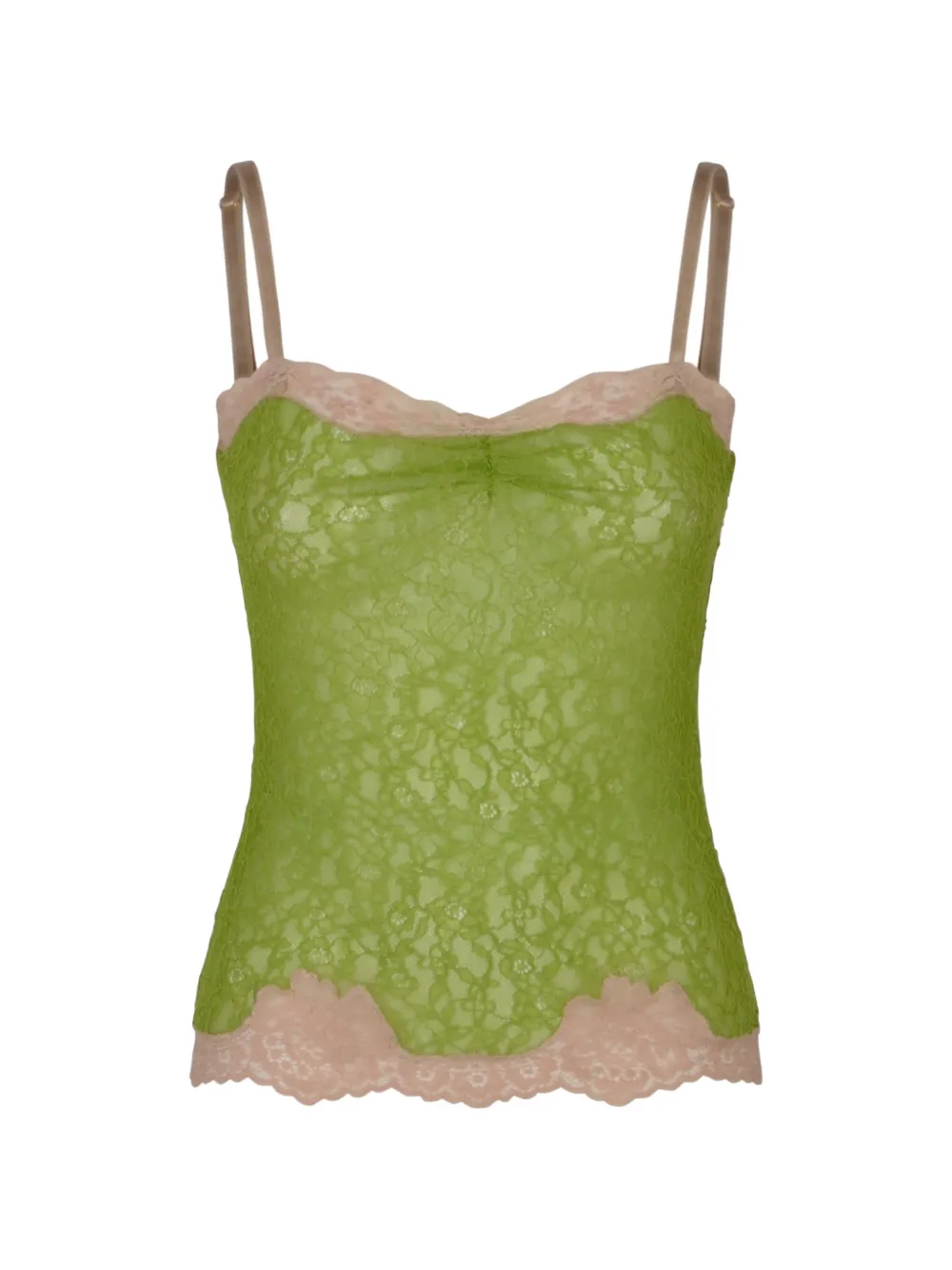 Valentino Garavani lace-trim top - Grün