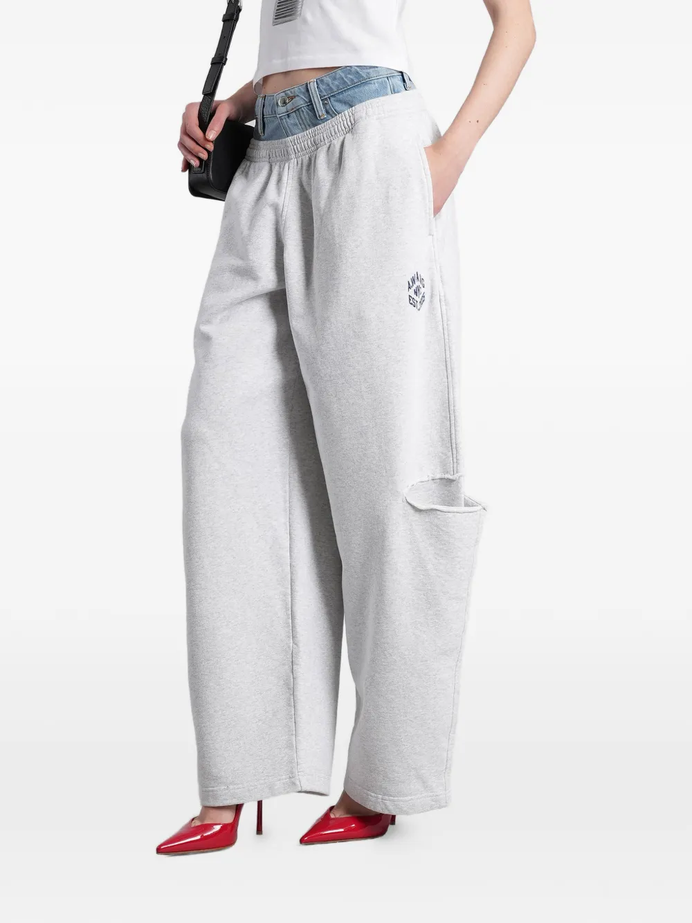 Alexander Wang layered-waistband slash-detail track pants - Grigio