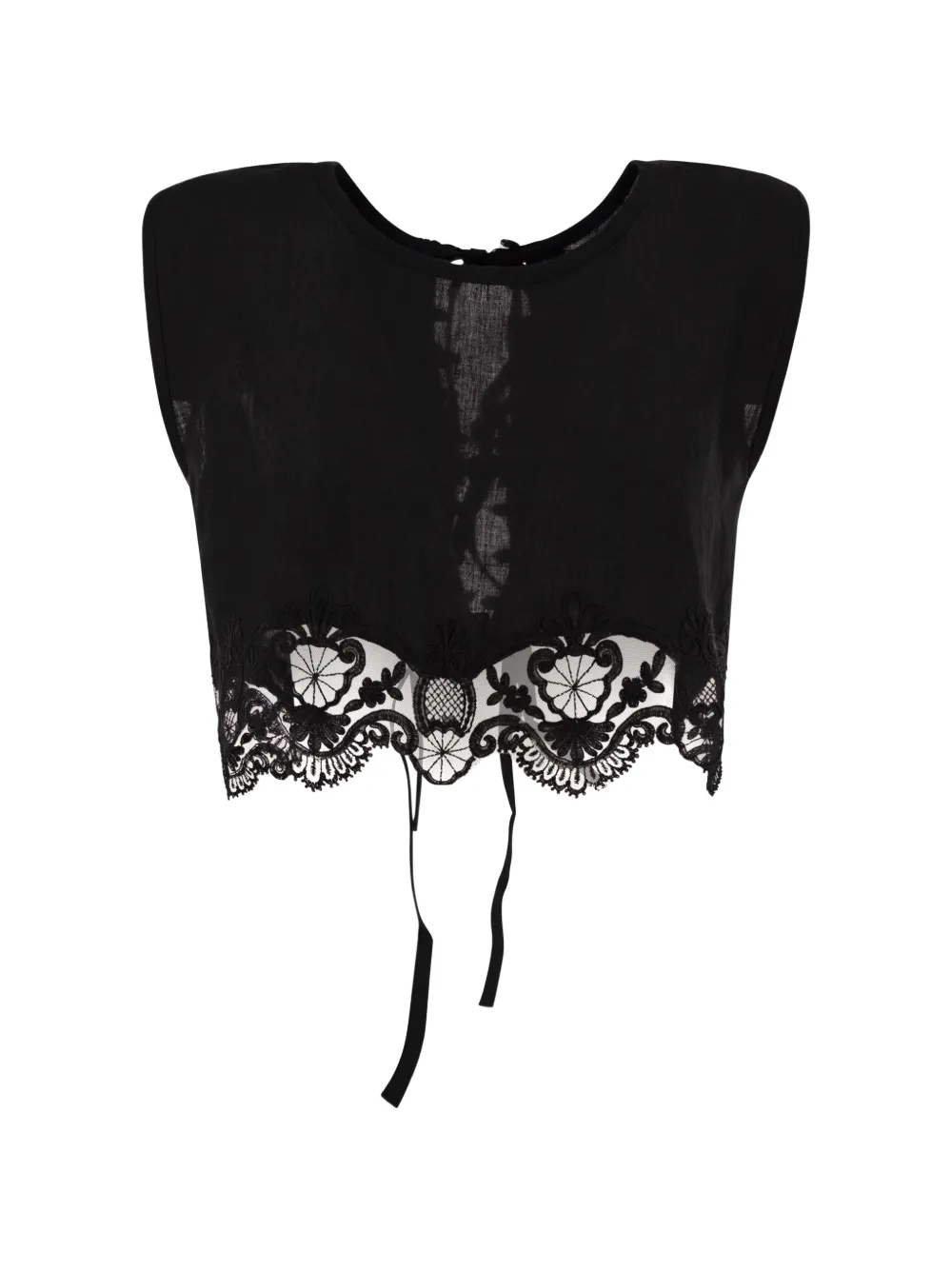 MAURIZIO MYKONOS broderie anglaise lace-up top - Nero