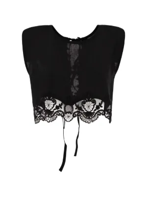 MAURIZIO MYKONOS Broderie Anglaise lace-up Top | Black | FARFETCH