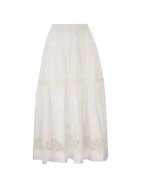 MAURIZIO MYKONOS tiered embroidered skirt