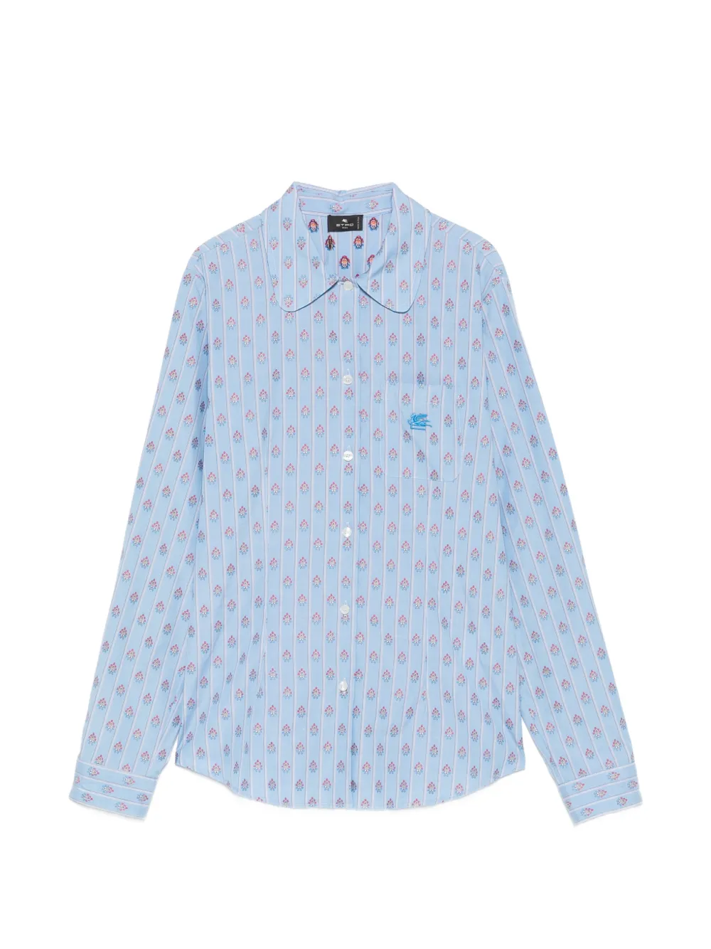 ETRO floral-print striped shirt - Blue