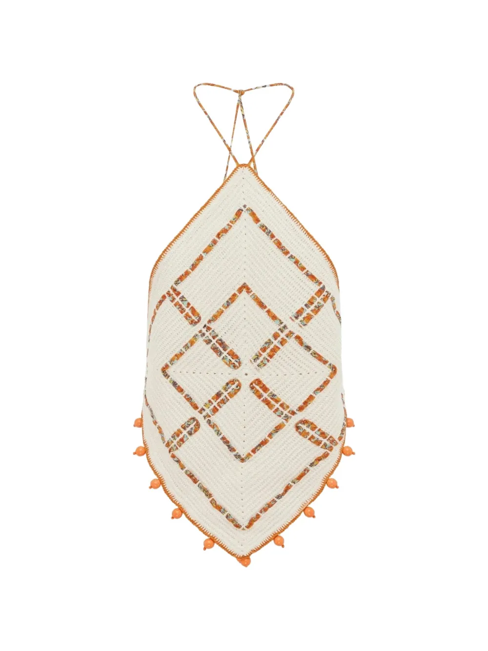 ALEMAIS crochet-knit pom-pom top - Toni neutri