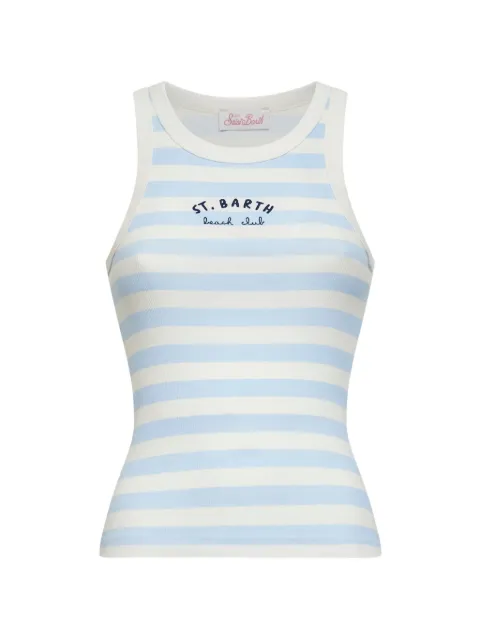 MC2 Saint Barth striped embroidered-logo cotton top