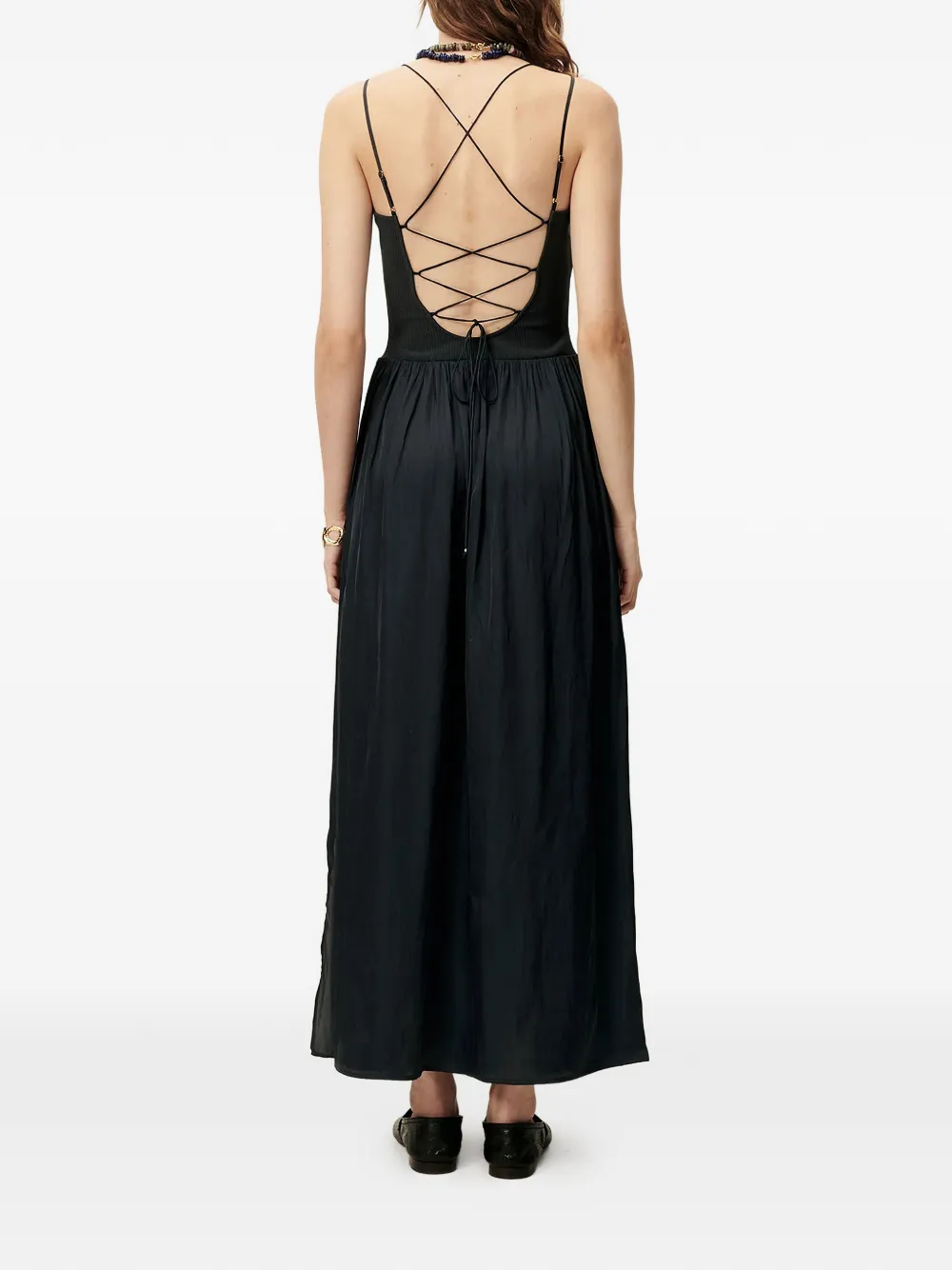 Sessùn Sweet Mambo geplooide maxi-dress Zwart