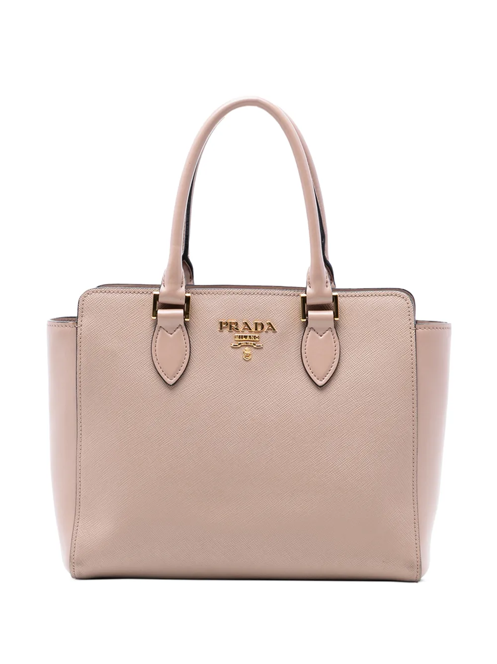 Prada Pre-Owned 2010-2025 Soft Calf Trimmed Saffiano Lux Open Convertible Tote satchel - Marrone