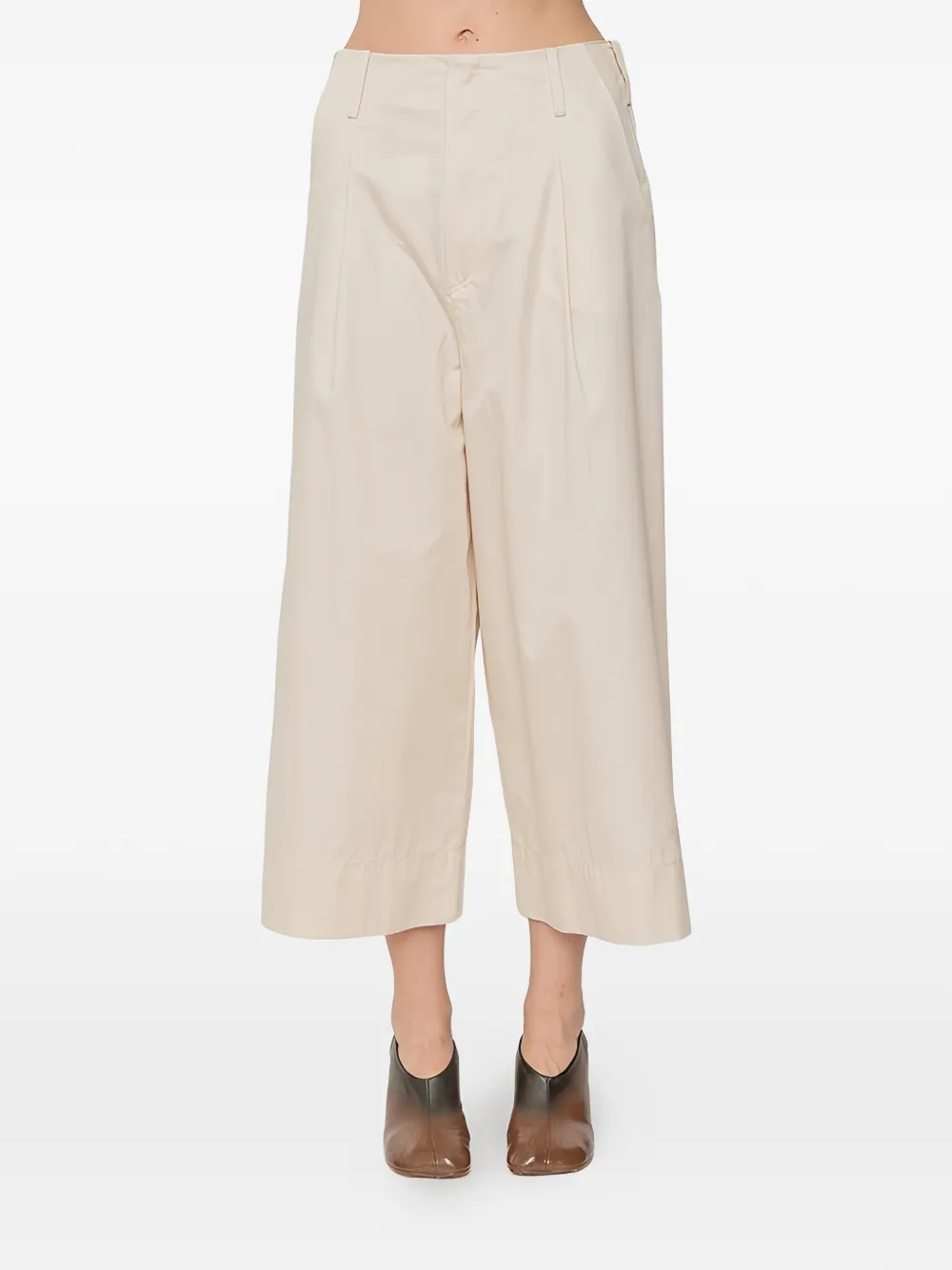 SUSANNE BOMMER pleated wide-leg cropped trousers - Toni neutri