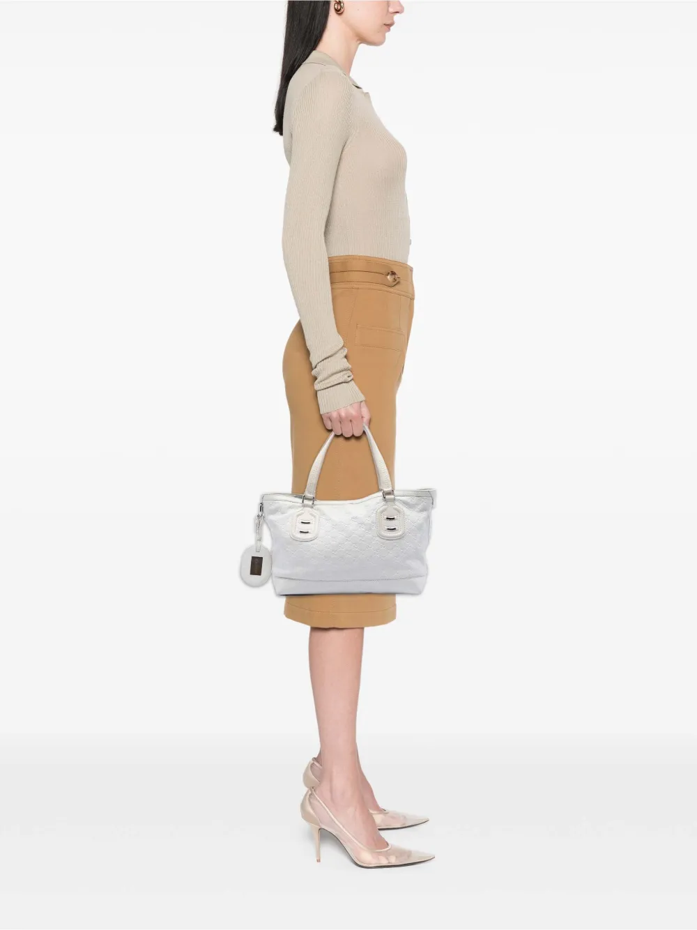 Gucci Pre-Owned 2016-2026 Guccissima Techno Tag tote bag - Bianco