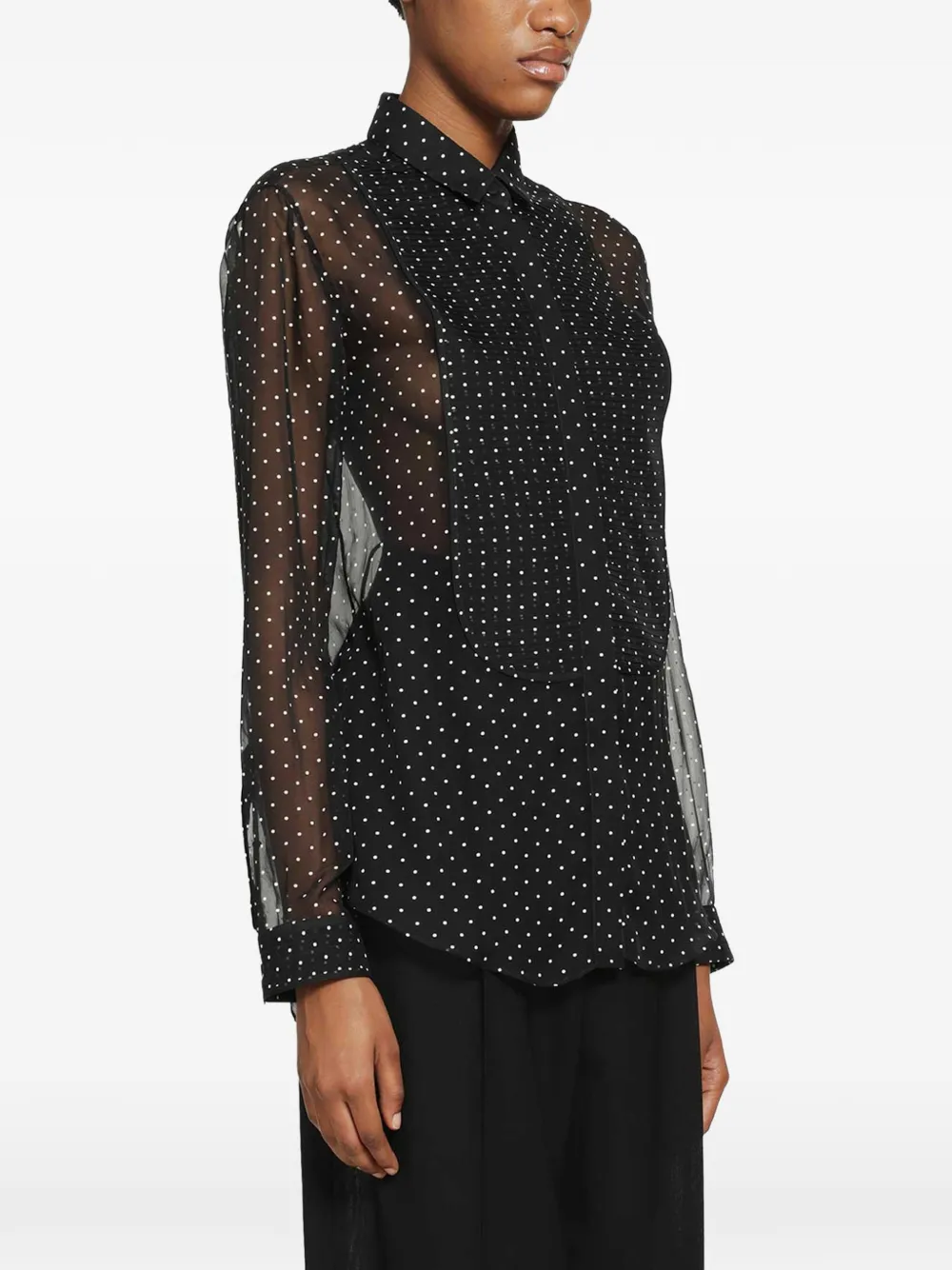 TOM FORD Zijde-chiffon blouse met stippen Zwart