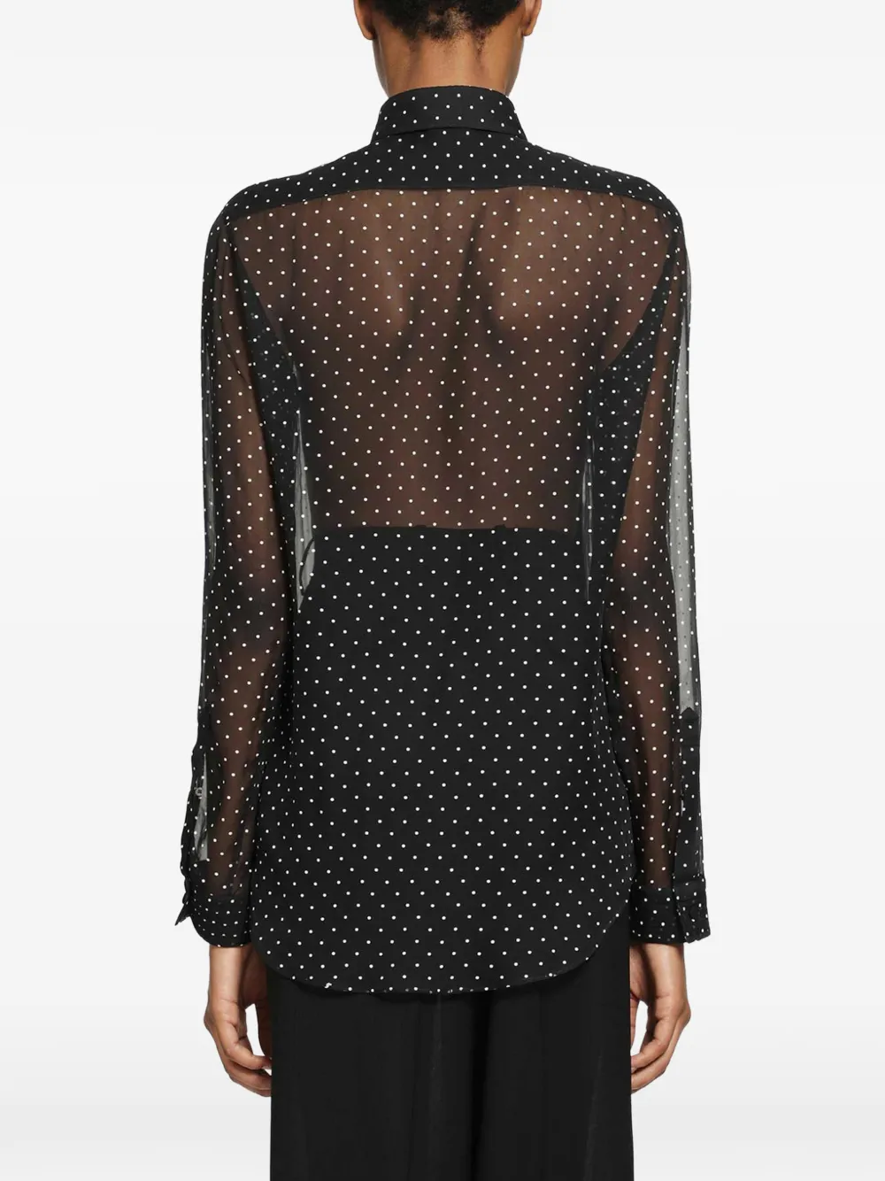 TOM FORD Zijde-chiffon blouse met stippen Zwart