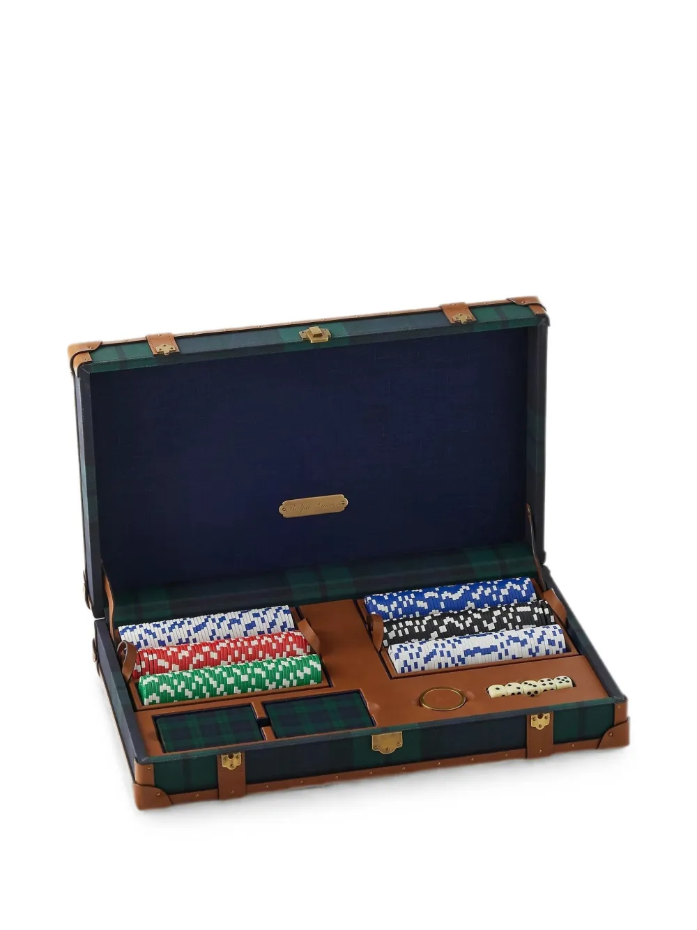 Ralph Lauren Home Sawyer leather-trim poker set - Marrone