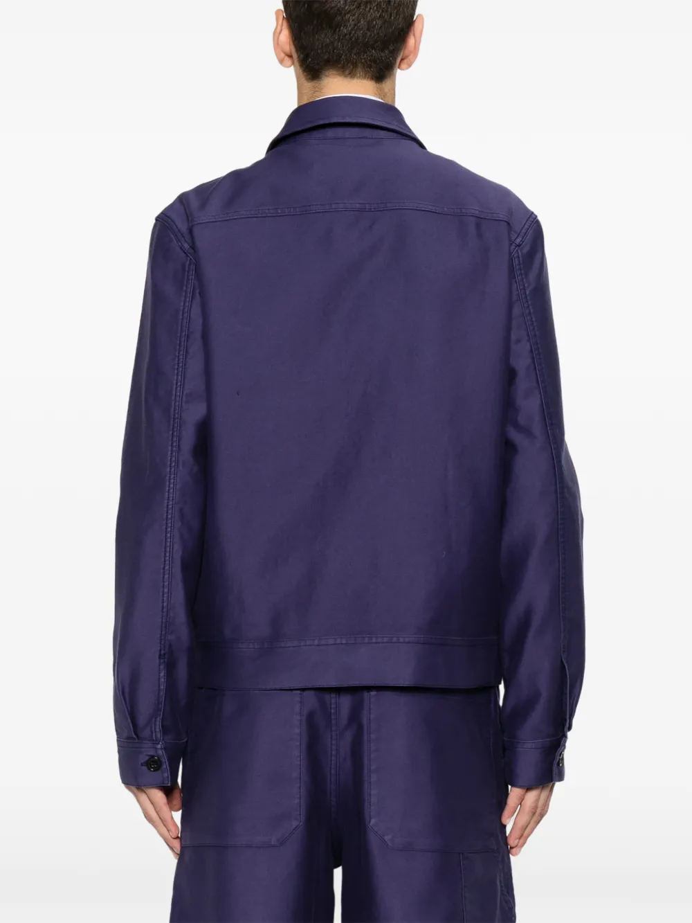 A.P.C. Moleskine shirtjack met borstzak en rits Blauw