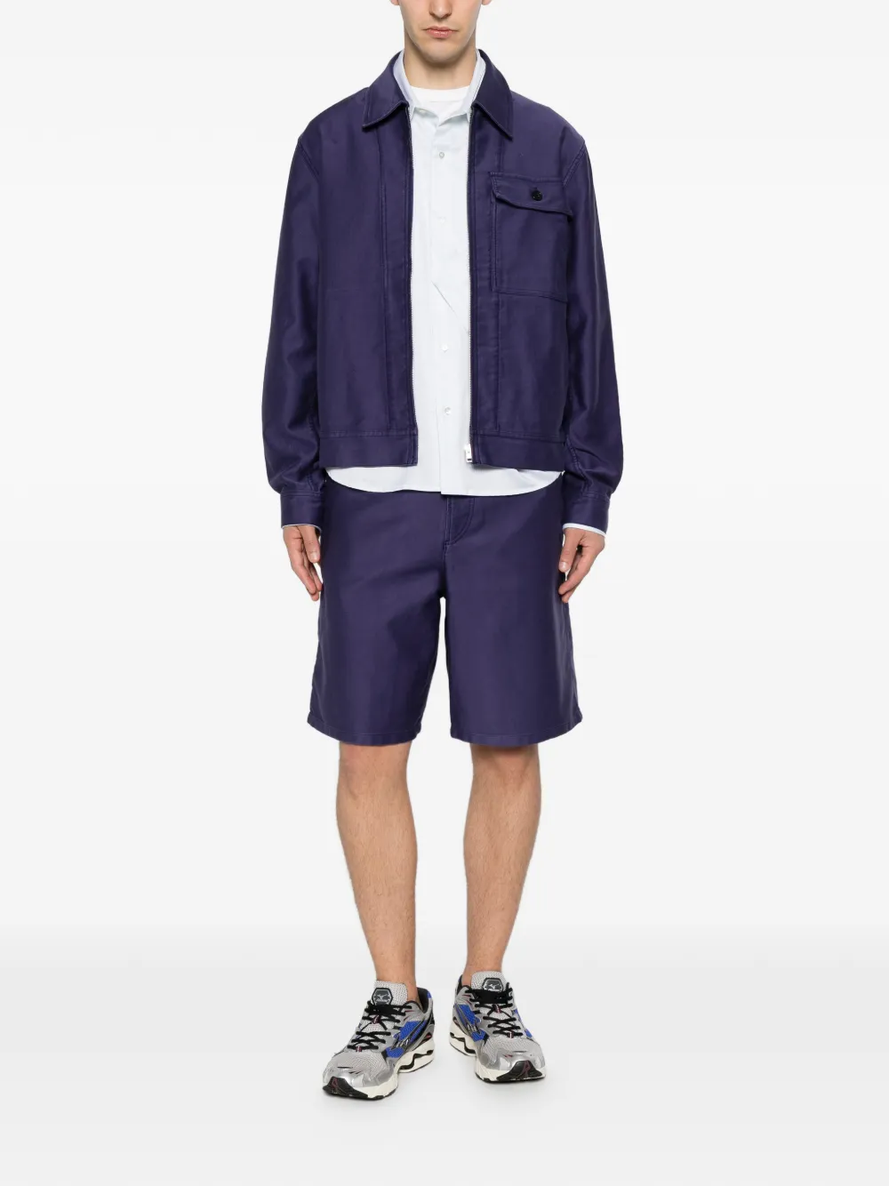 A.P.C. Moleskine shirtjack met borstzak en rits Blauw