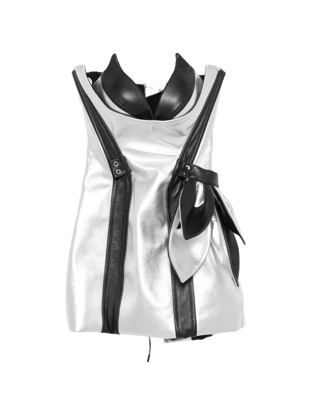 MITILIANE COUTURE lace-up-fastening mini dress - Argento