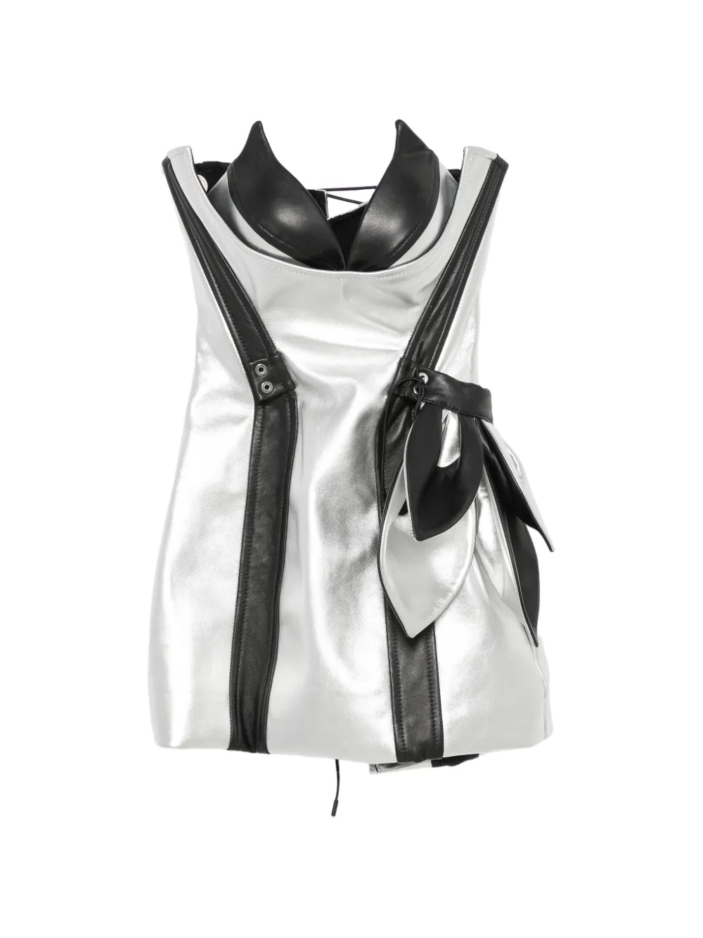 MITILIANE COUTURE lace-up-fastening mini dress - Argento