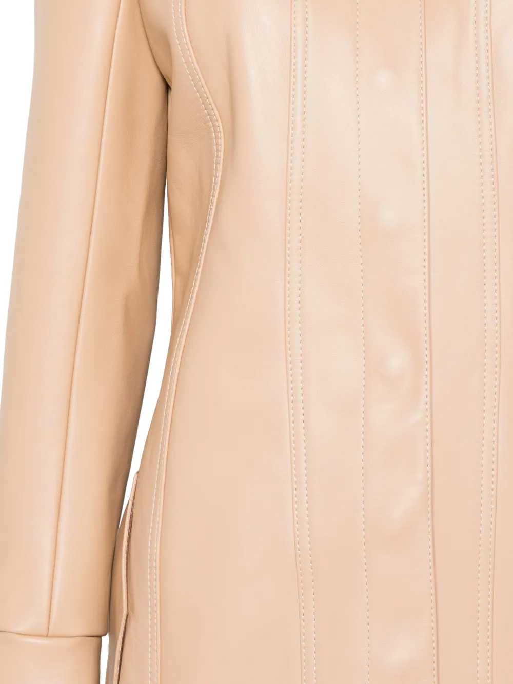 MITILIANE COUTURE Leren jas met contrasterend stiksel Beige