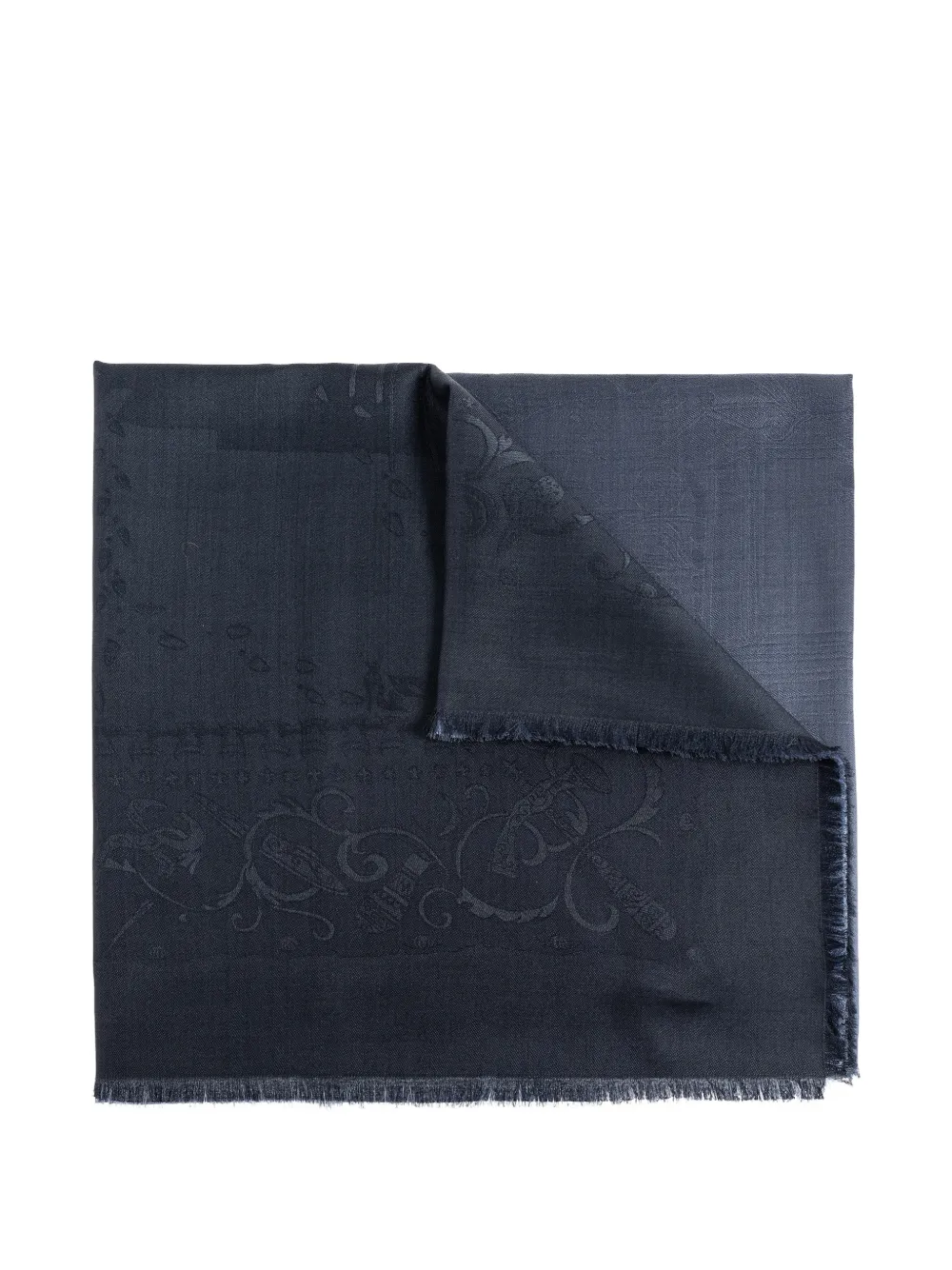 Ferragamo jacquard-patterned frayed scarf - Blu