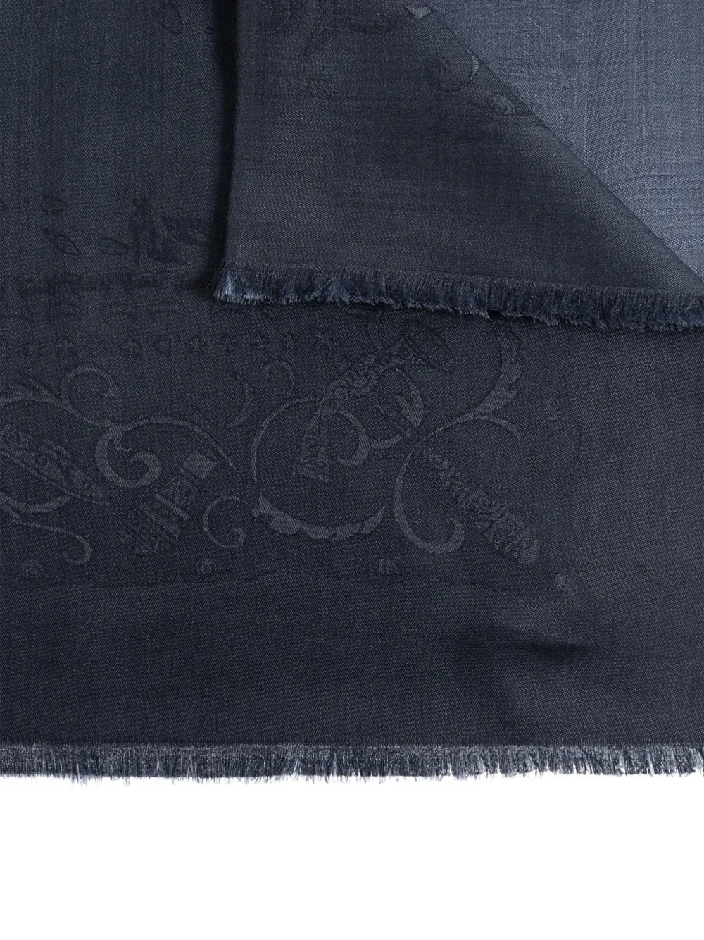 Ferragamo Sjaal met jacquard en franje Blauw