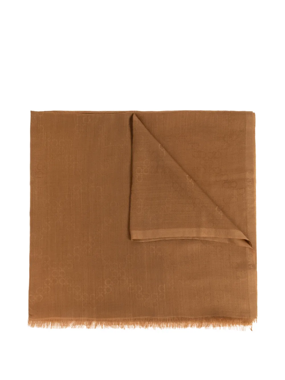 Ferragamo Gancini-monogram frayed scarf - Marrone