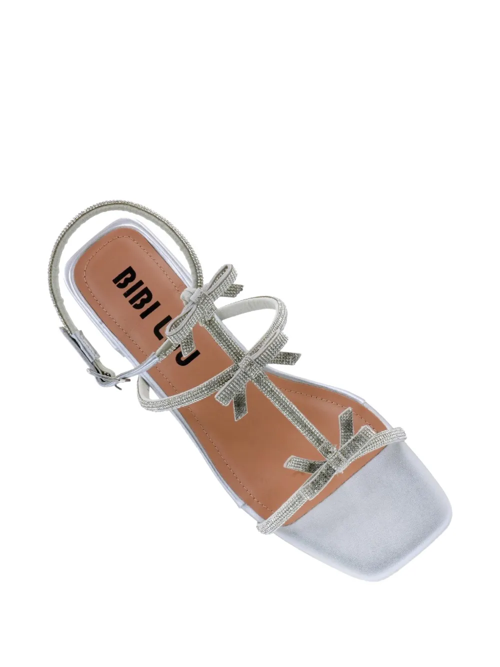 Bibi Lou Poline sandalen verfraaid met kristallen strik Zilver