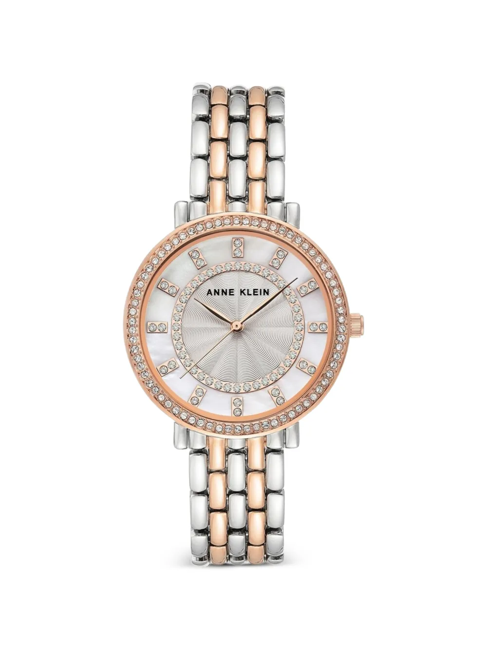 ANNE KLEIN crystal-bezel 36mm watch - Argento