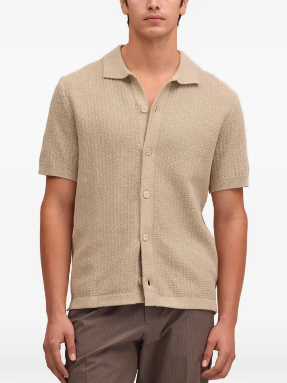 NN07 Ares gebreid overhemd Beige