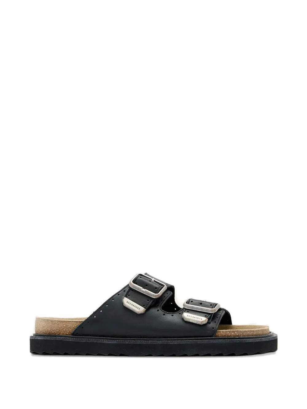 AllSaints perforated buckle-fastening slides - Schwarz