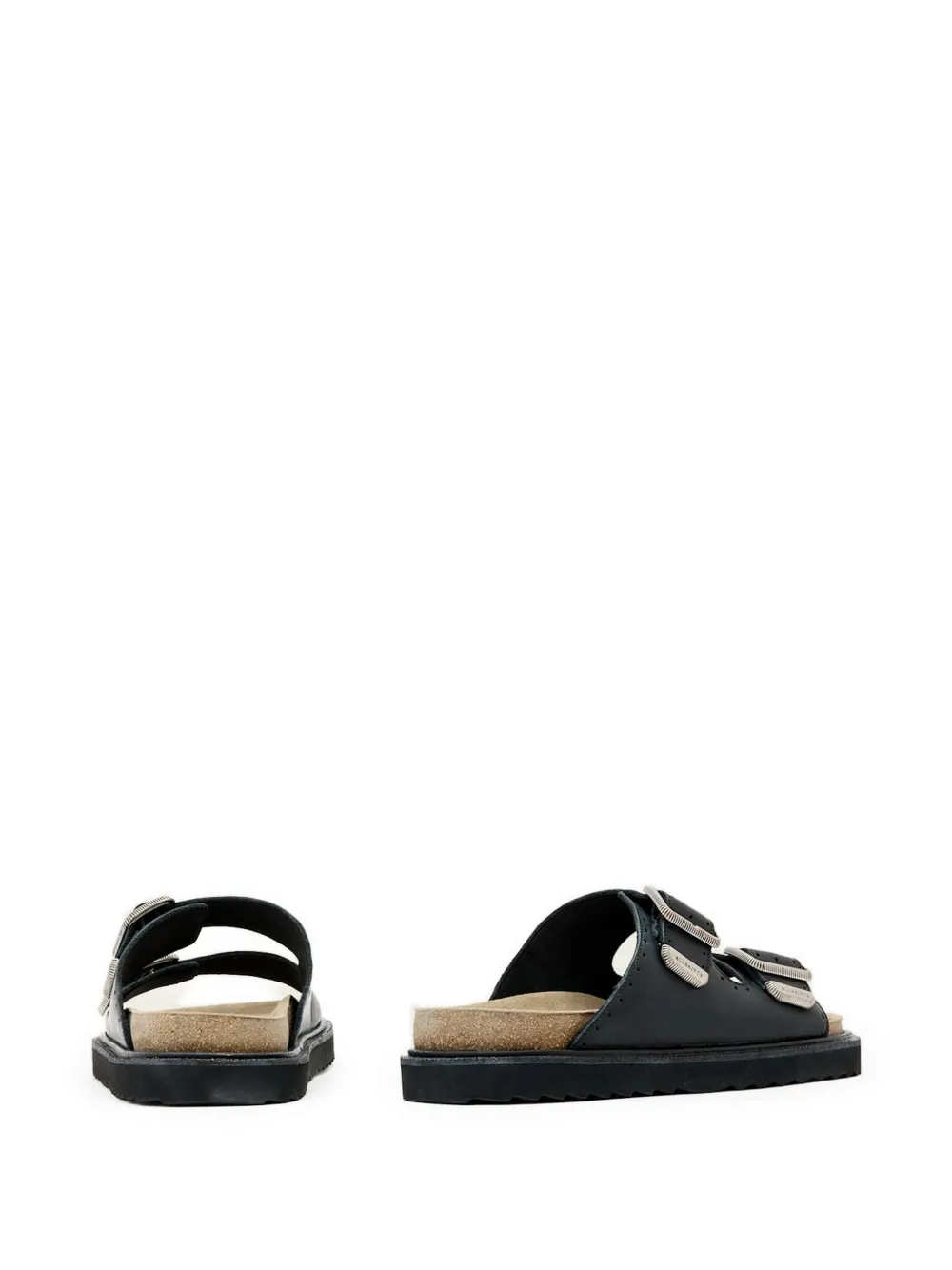 AllSaints perforated buckle-fastening slides Zwart