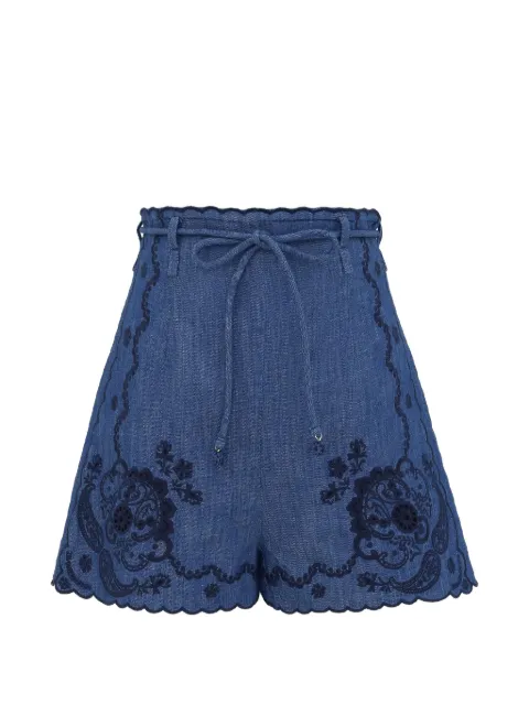 ZIMMERMANN Aster embroidered denim shorts