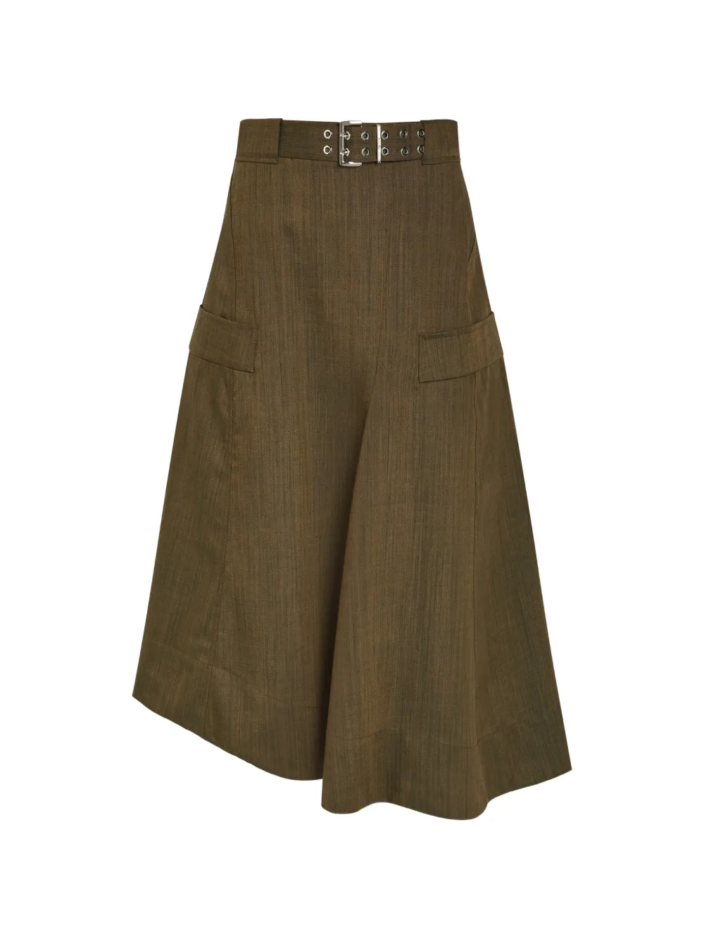 GANNI belted asymmetric skirt - Verde