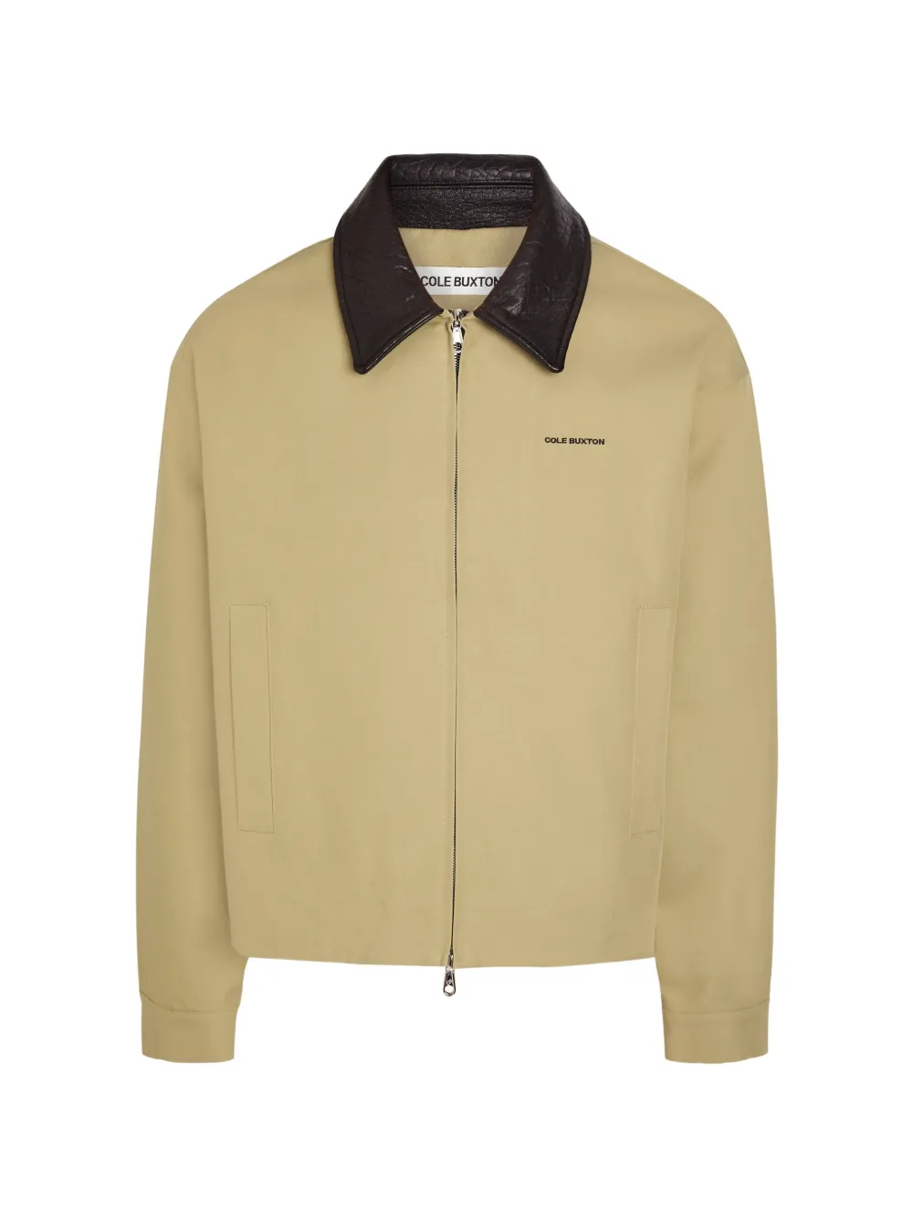 COLE BUXTON leather-collar logo-print jacket - Toni neutri