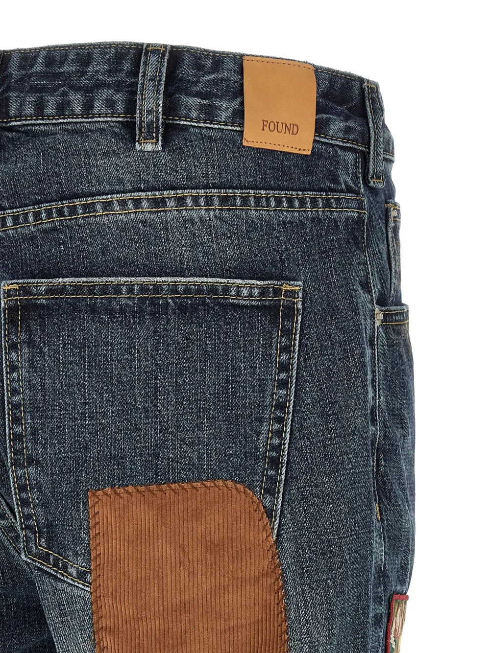 FOUND Jeans met patchwork Blauw