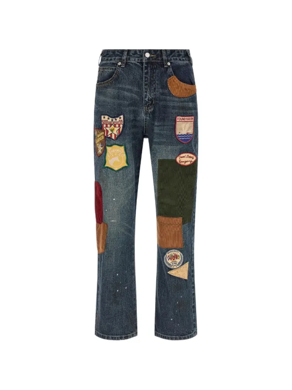 FOUND パッチワーク ストレートジーンズ | ブルー | FARFETCH JP