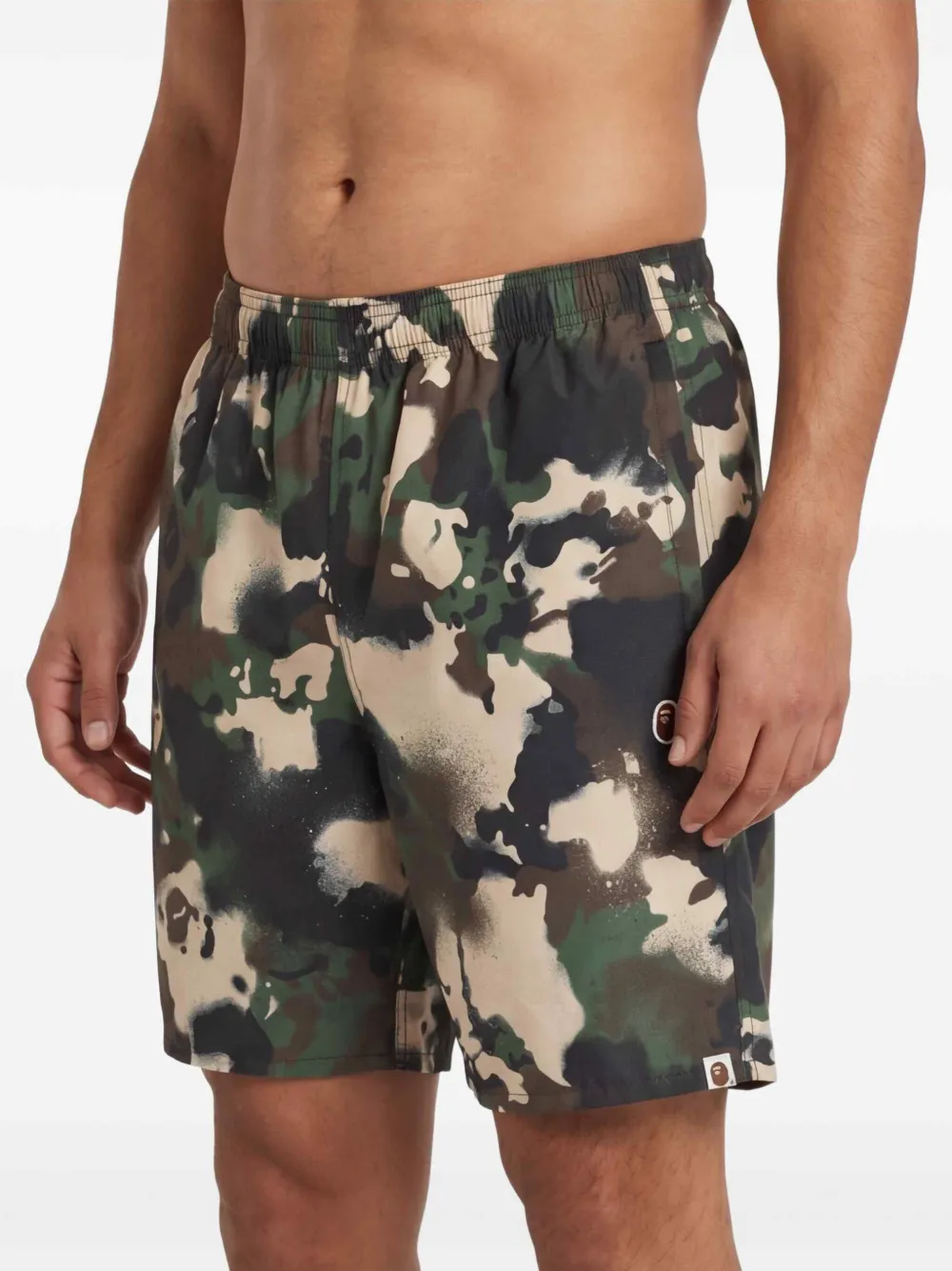 A BATHING APE Map Camo katoenen zwembroek Groen