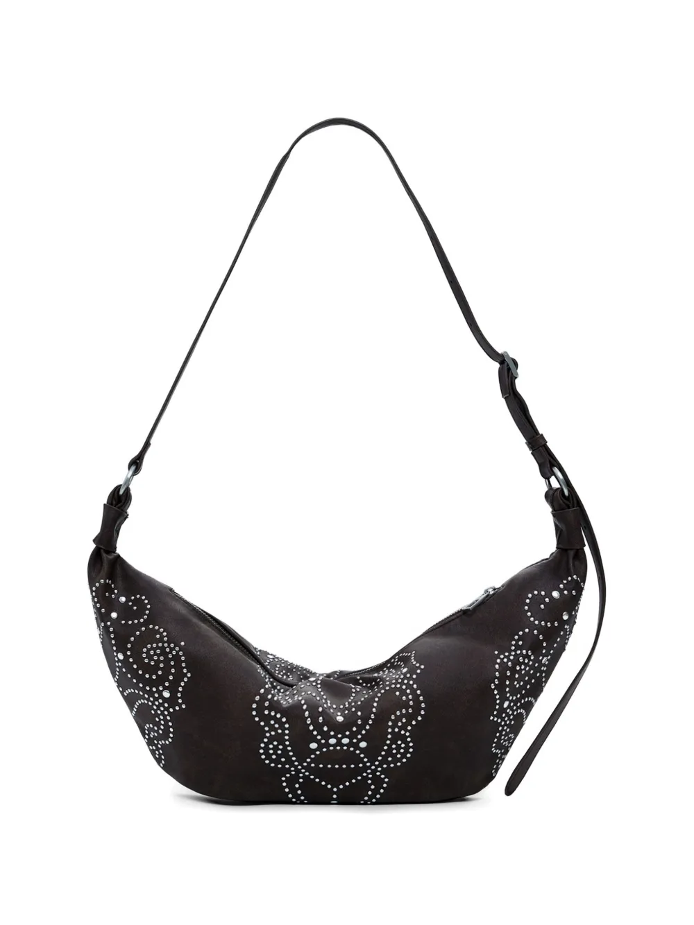 Desigual Schoudertas met bloemenprint en studs Bruin
