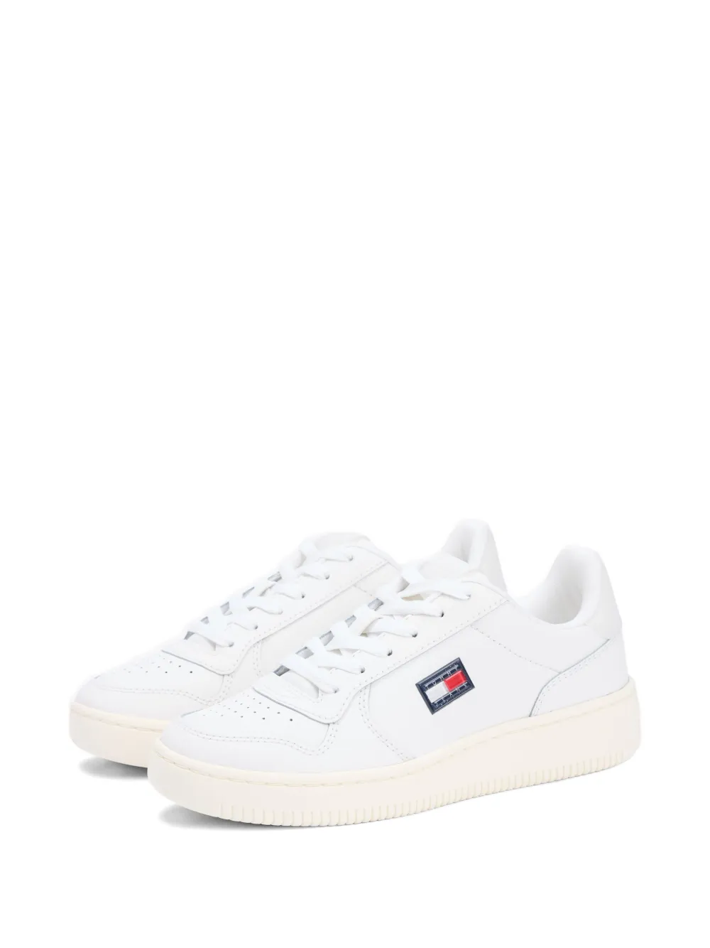 Tommy Jeans logo-patch perforated sneakers Wit