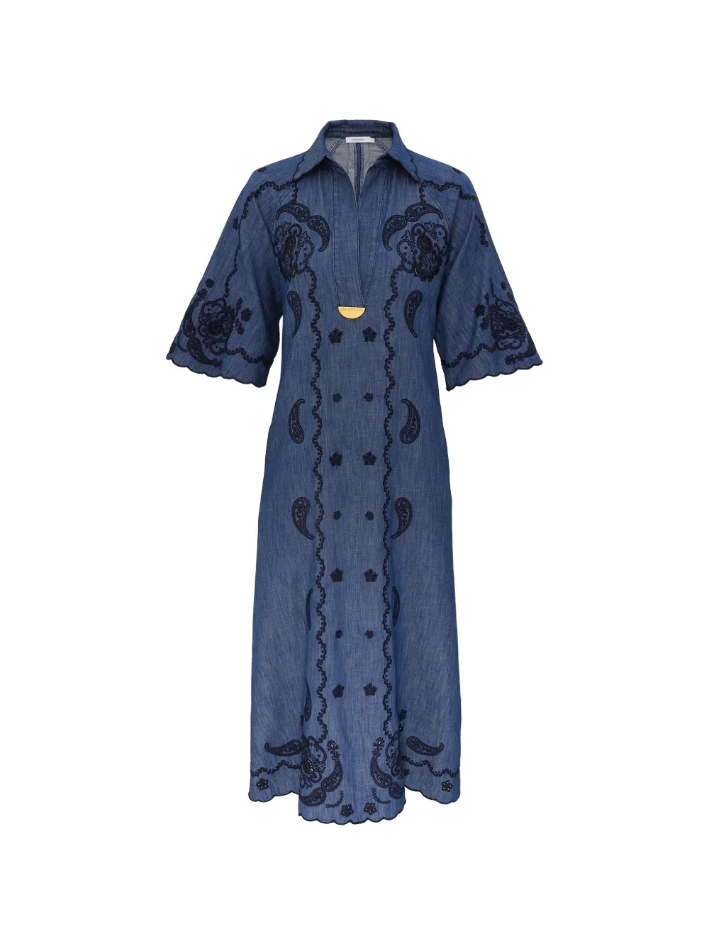 ZIMMERMANN Aster embroidered scalloped-hem midi dress - Blau