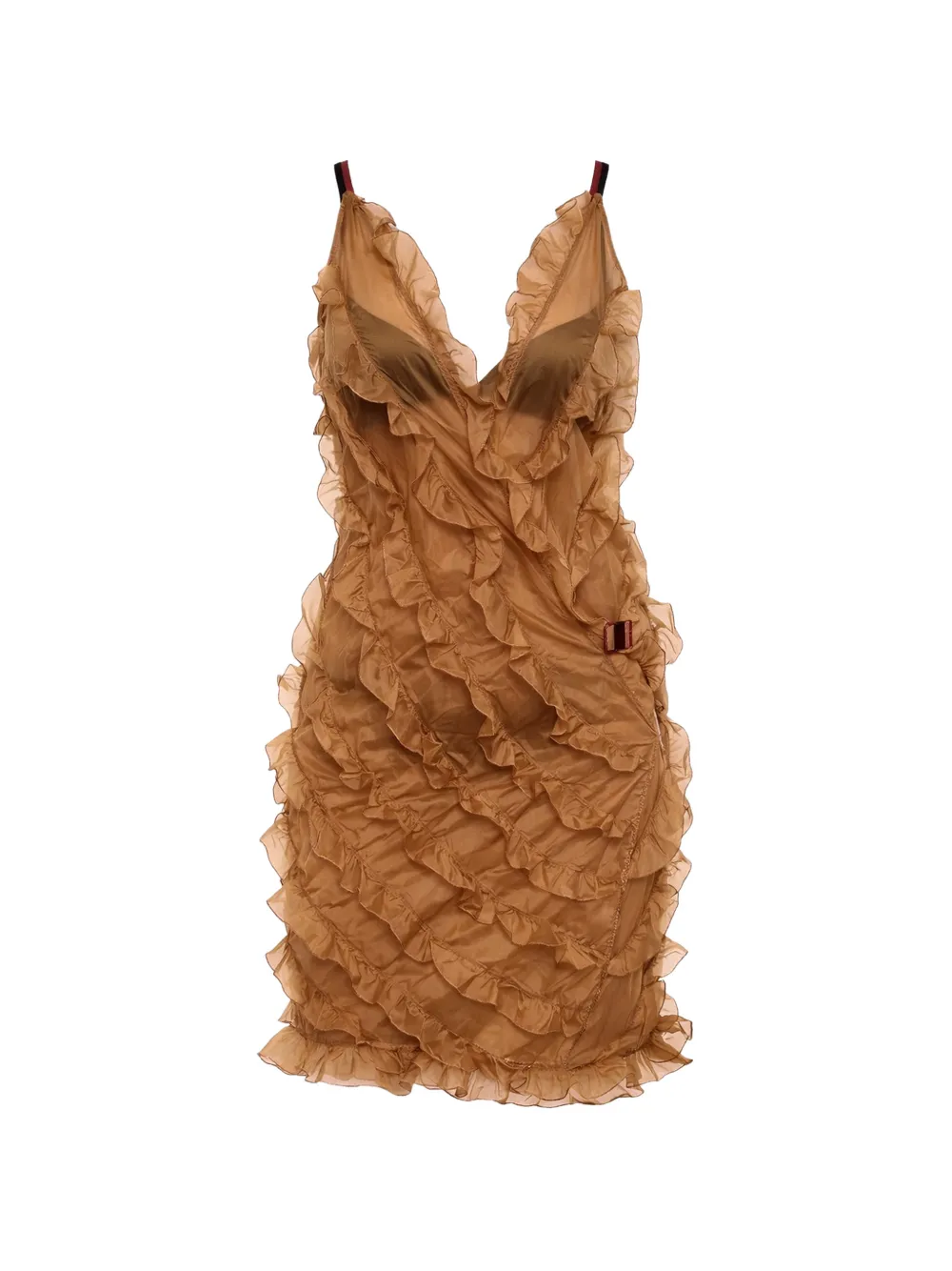 DSQUARED2 draped ruffled mini dress - Brown