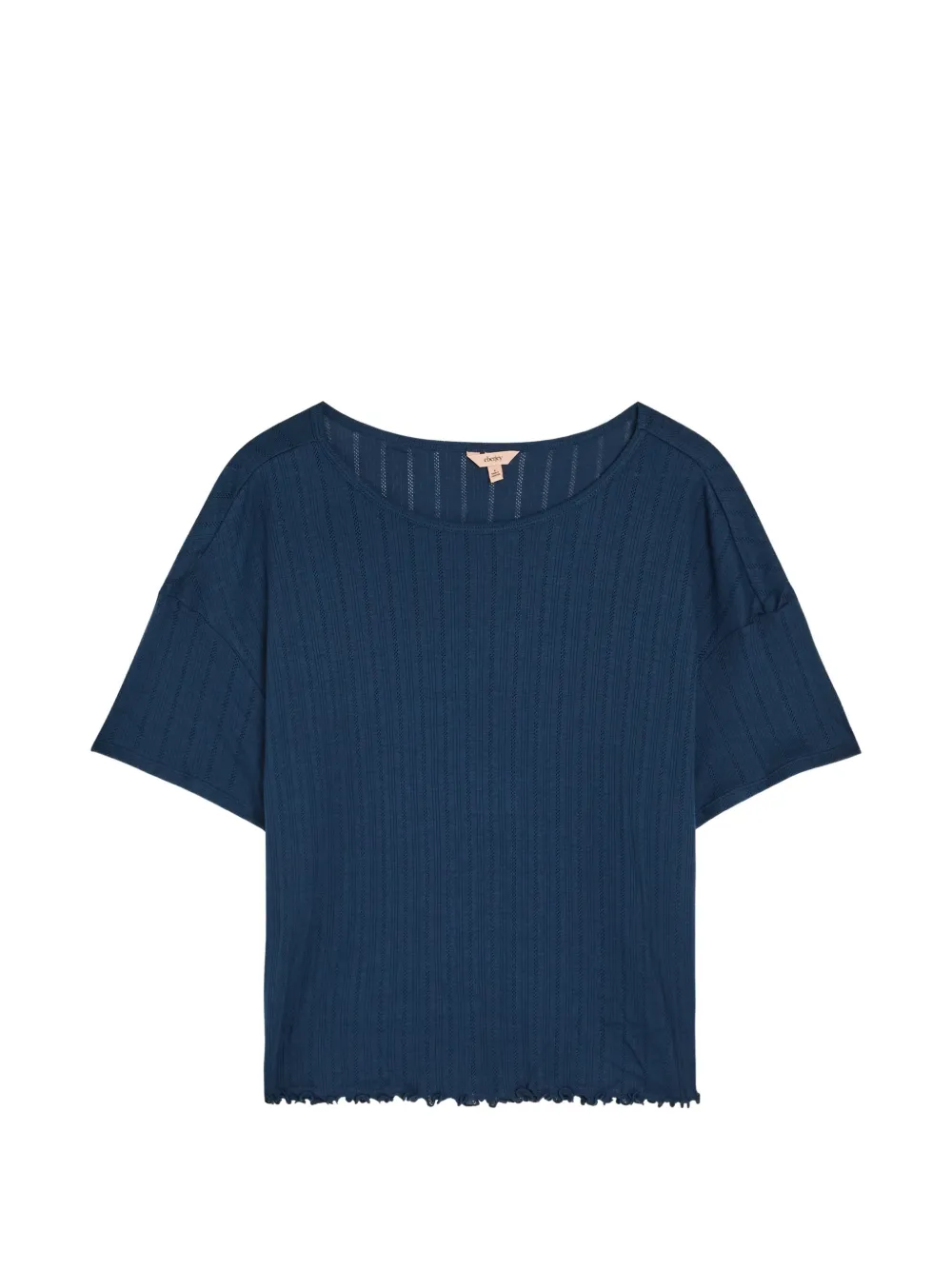 Eberjey pointelle-knit lettuce-trim T-shirt - Blau