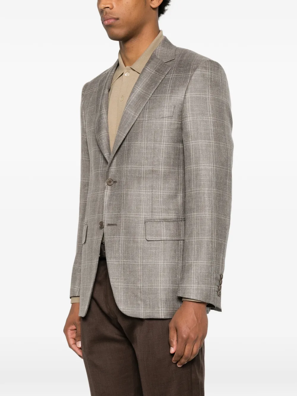 Canali Geruite blazer met enkele rij knopen Grijs