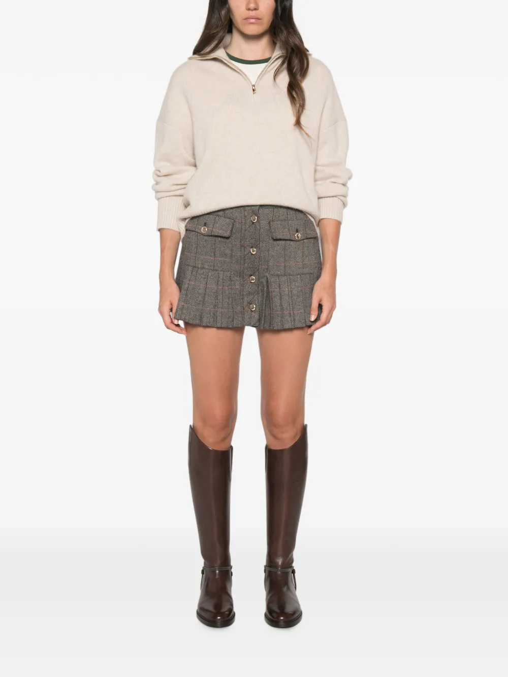 Maje Trui met rits Beige
