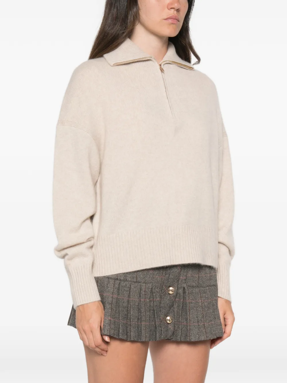 Maje Trui met rits Beige