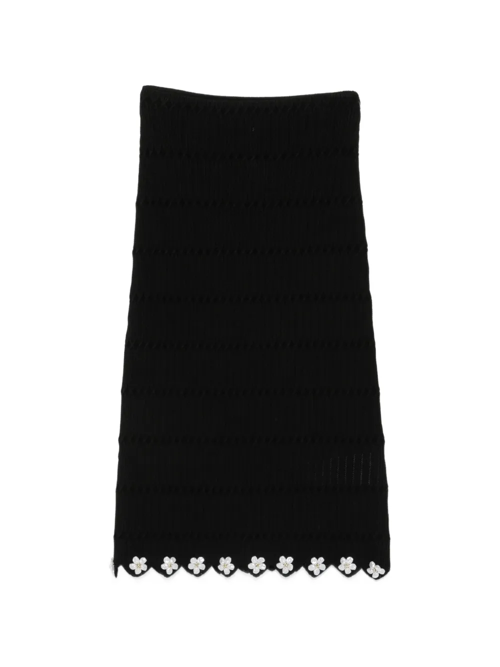 Maje Gonna midi in maglia con decorazione floreale - Nero