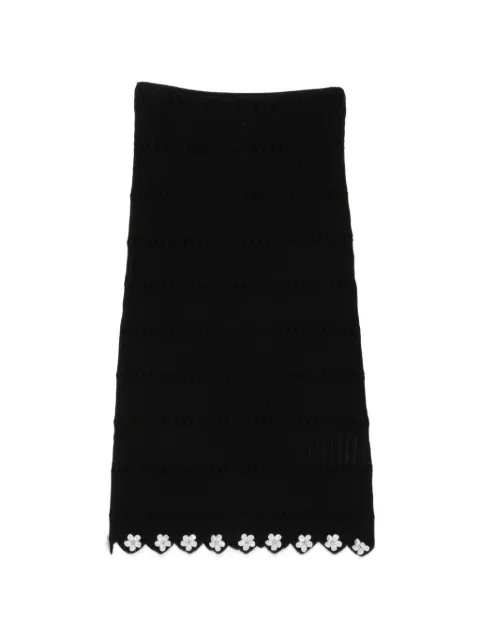 Maje flower-embellished midi knitted skirt