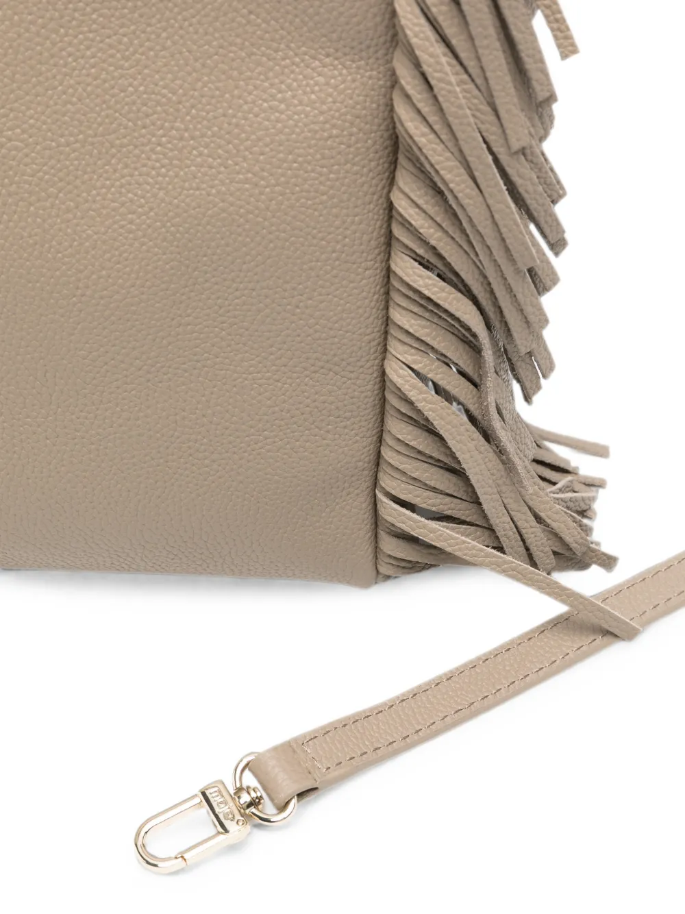 Maje M shopper van bewerkt leer met franje Beige