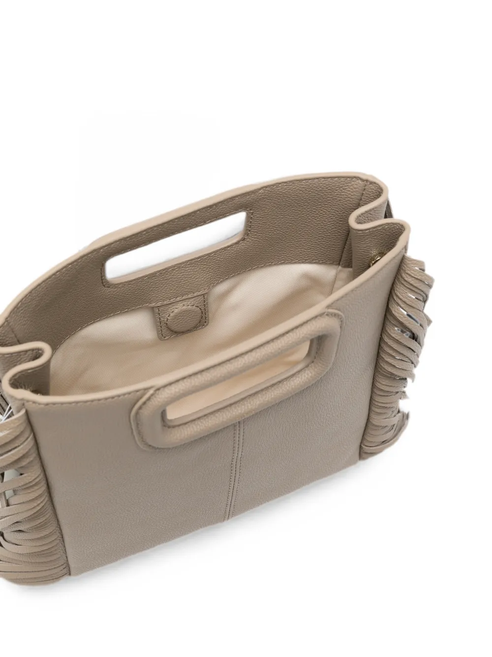 Maje M shopper van bewerkt leer met franje Beige