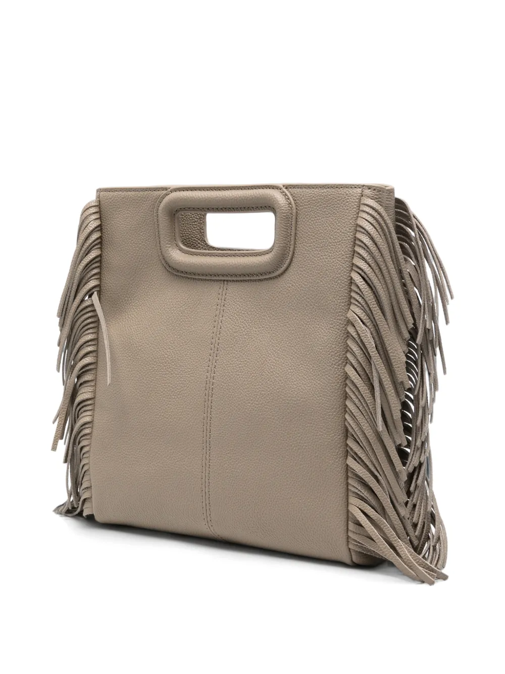 Maje M shopper van bewerkt leer met franje Beige