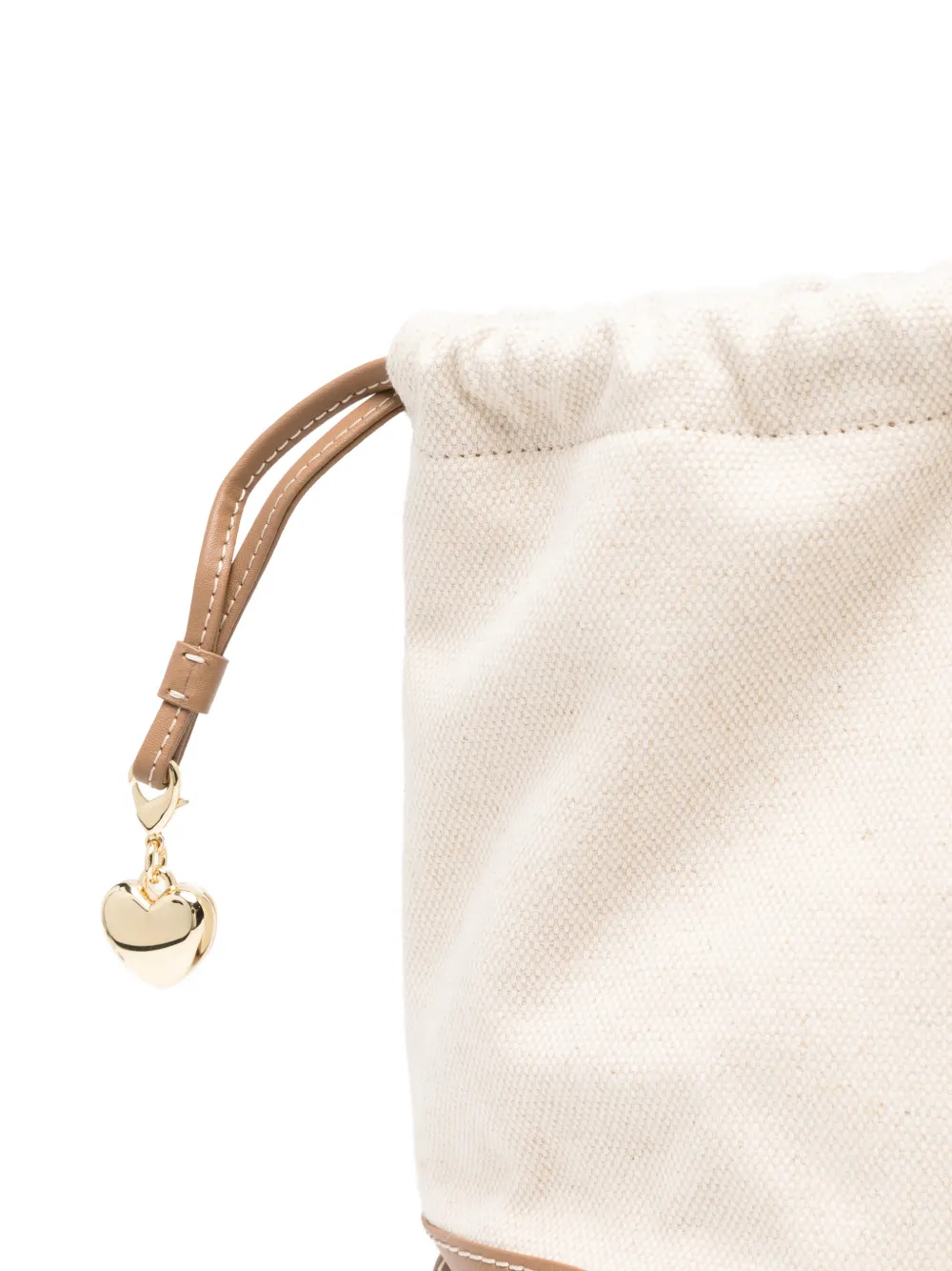 Maje Shopper met trekkoord en leren afwerking Beige