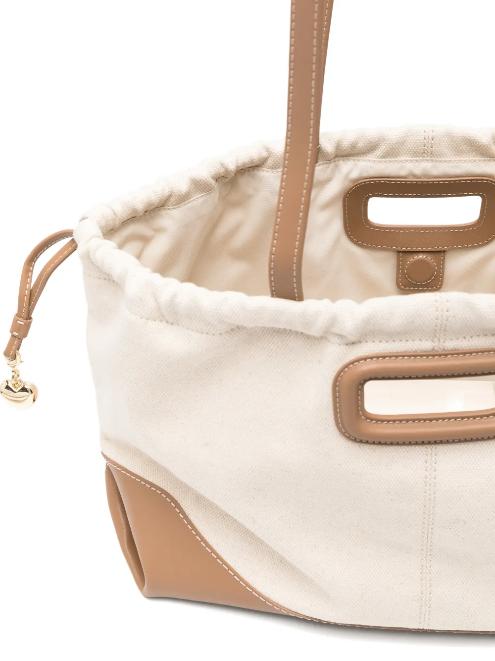 Maje Shopper met trekkoord en leren afwerking Beige