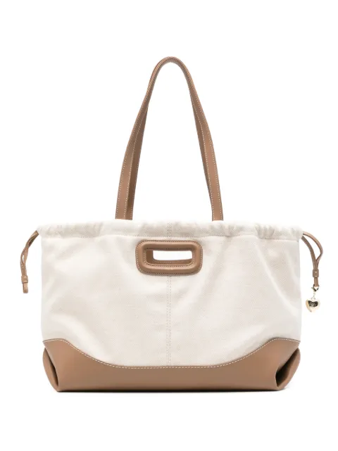 Maje tote con ribete de piel y cordones